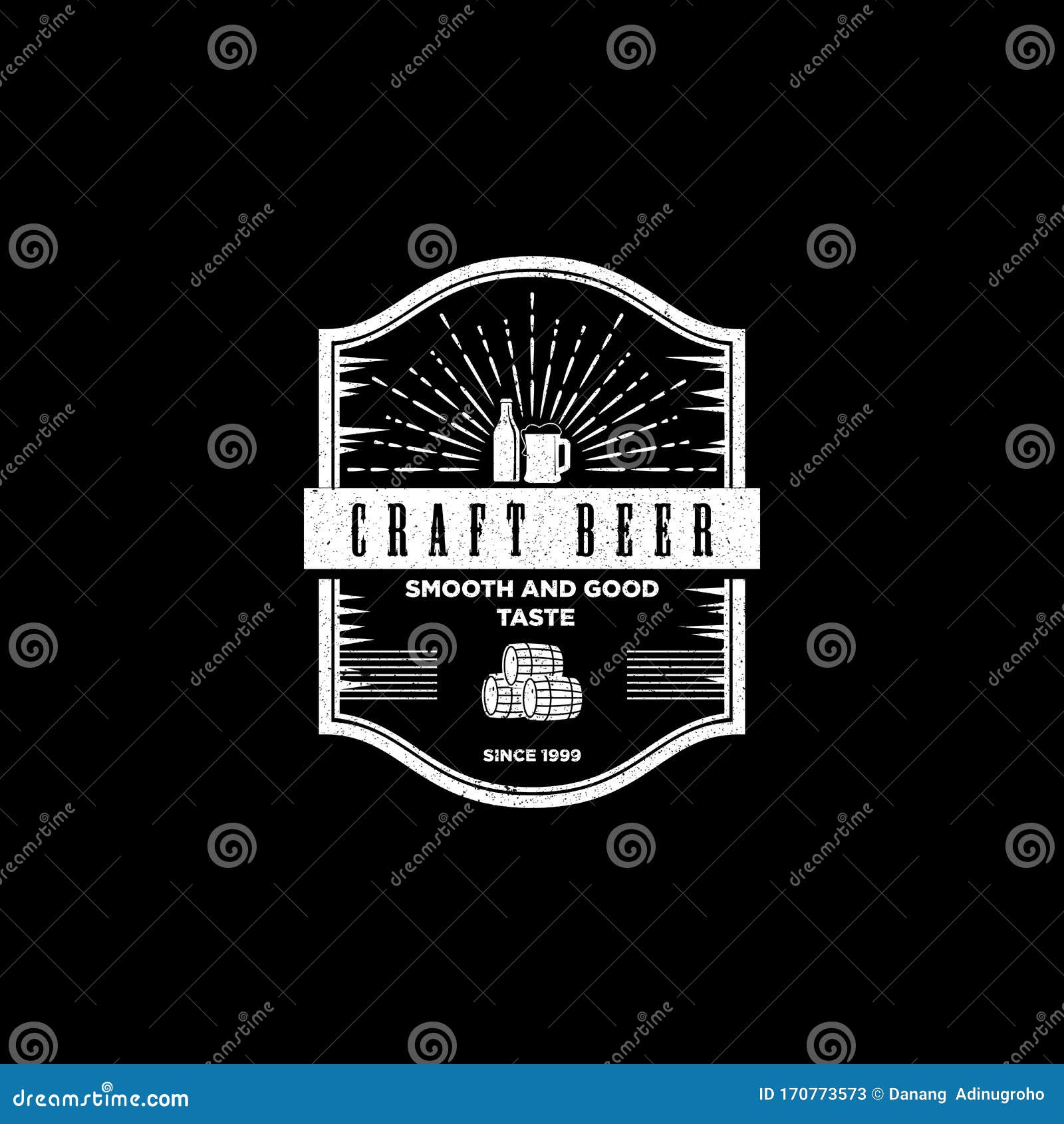 Rustic Craft Beer Logo Design, Vintage Pub and Bar Logo Vector Stock ...