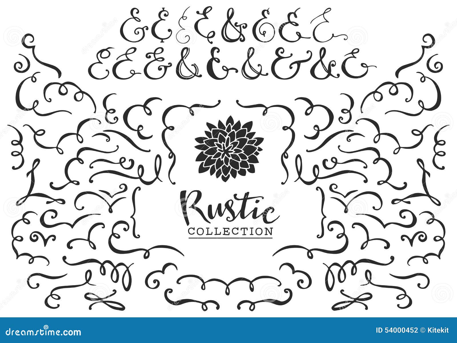 rustic decorative curls, swirls and ampersands collection.