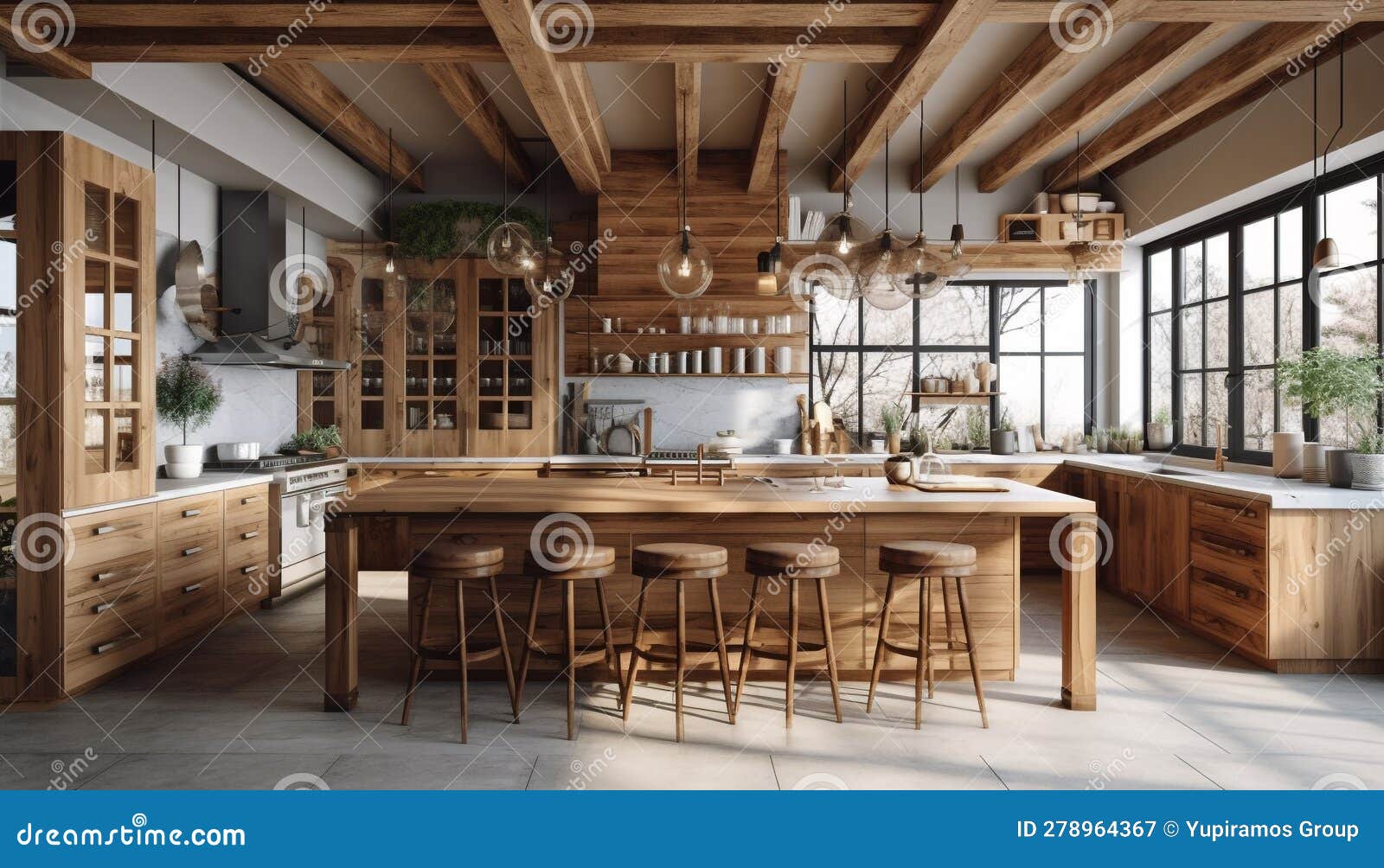 Rustic Elegance in Modern Kitchen Stainless Steel, Hardwood, and