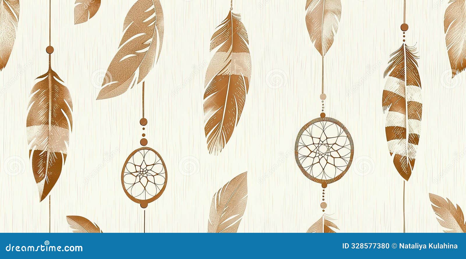 Rustic Feathers and Dreamcatchers Arranged in a Pattern with Earthy Tones  and Natural Textures. Stock Illustration - Illustration of earthy,  authentic: 328577380, image size:1600x890