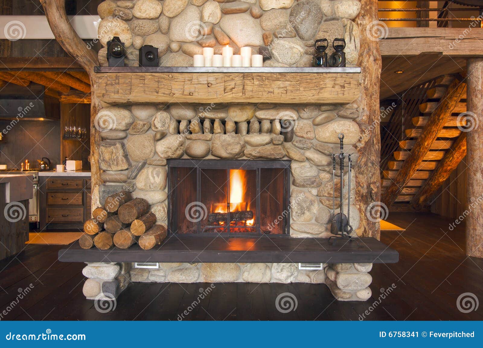 rustic fireplace