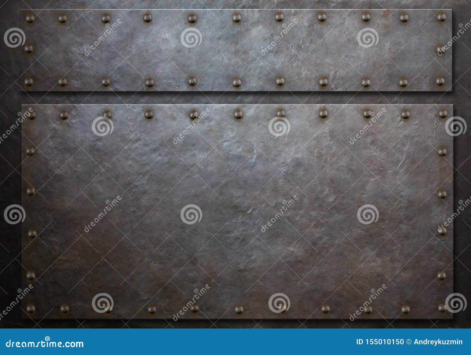 rustic forged plate with rivets metal background 3d 