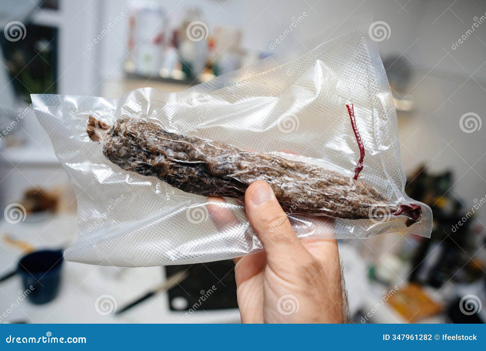 rustic french sausage in kitchen setting