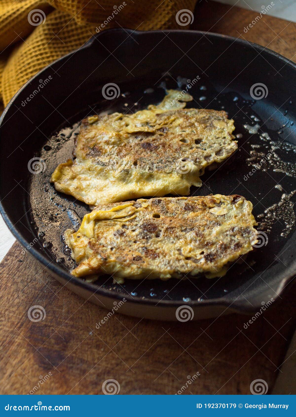 Rustic French Toast in Cast Iron Pan Stock Image Image of colors
