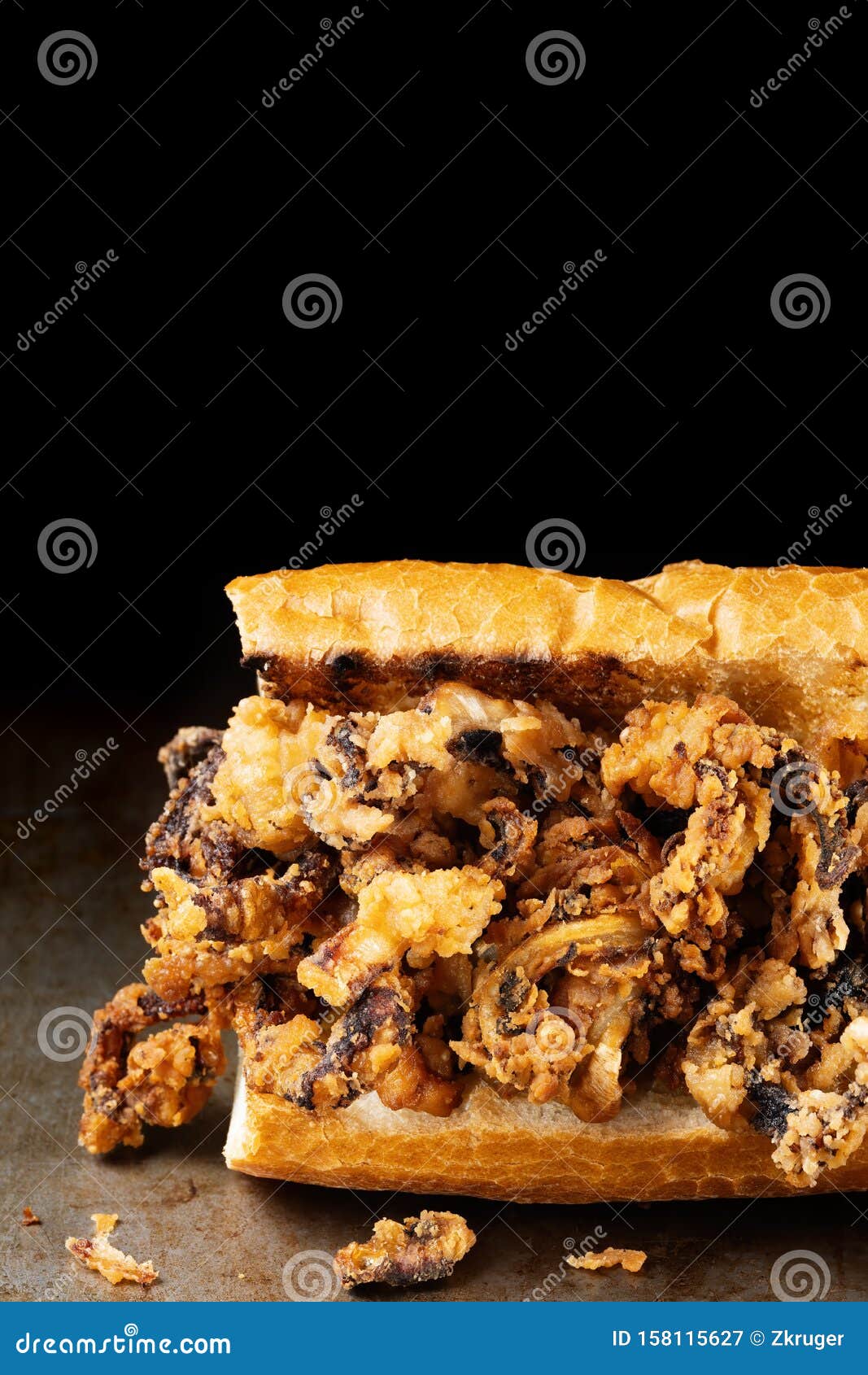 Rustic Fried Calamari Sandwich Stock Image Image of spanish, color
