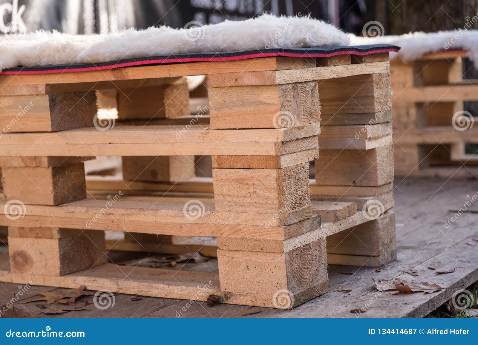 Rustic Garden Furniture Made Of Wooden Pallets Stock Image Image