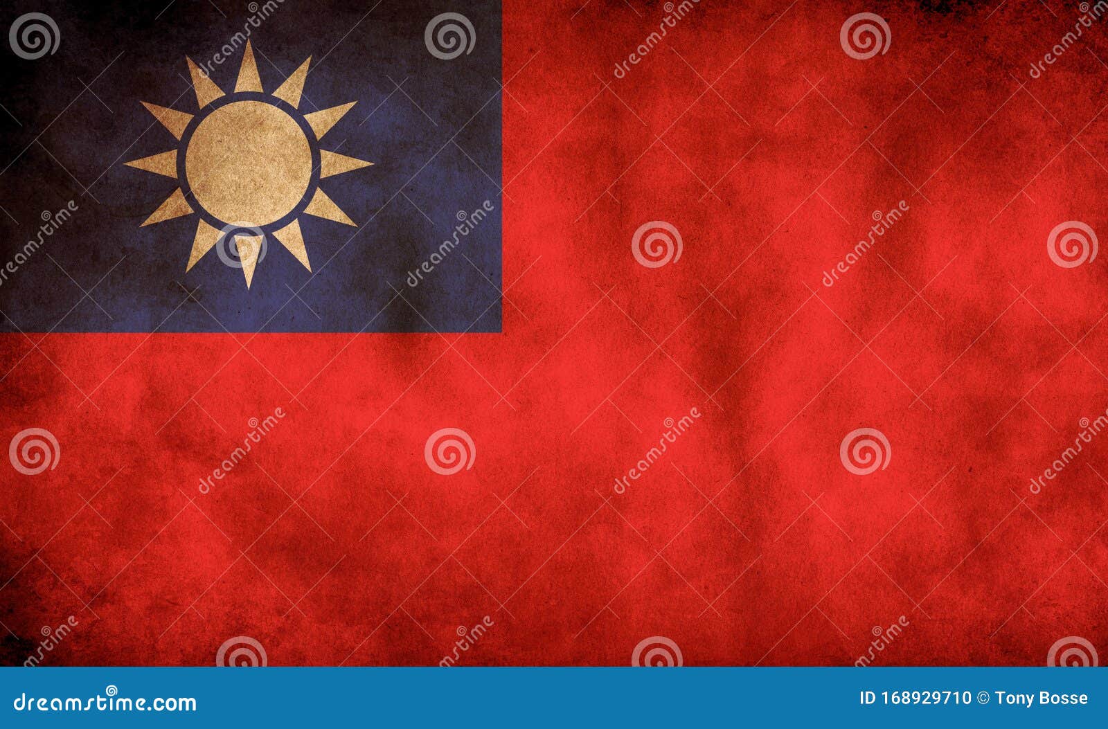 Taiwan Flag On Red Background. Stock Photo 191035200