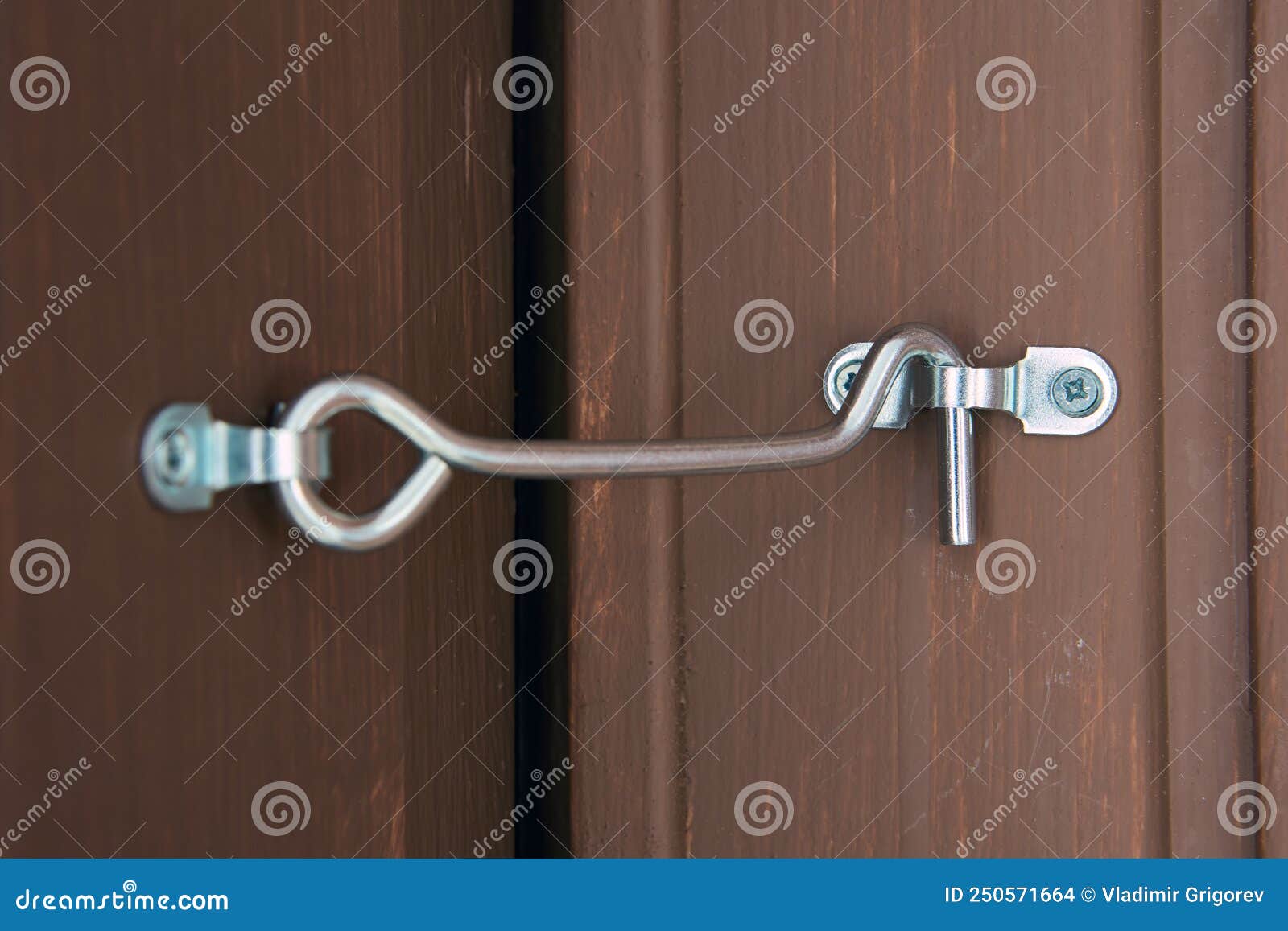 Rustic Hook and Eye Door Lock for Doors Locking. Stock Photo Image of