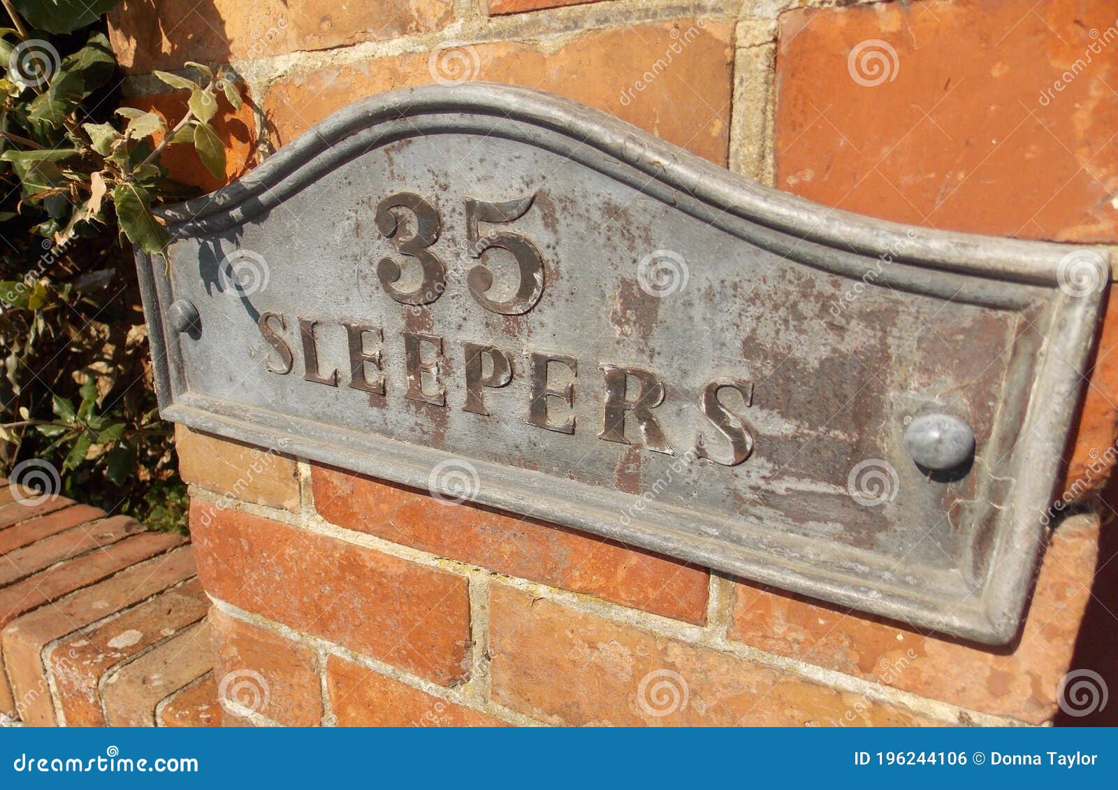 Rustic House Name Plate on Brick Stock Photo Image of community, name