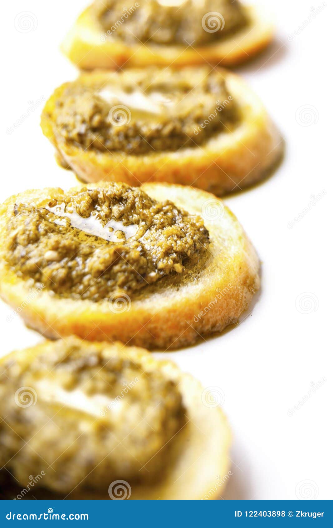 Rustic Italian Basil Pesto Toast Stock Photo Image of bread, pesto