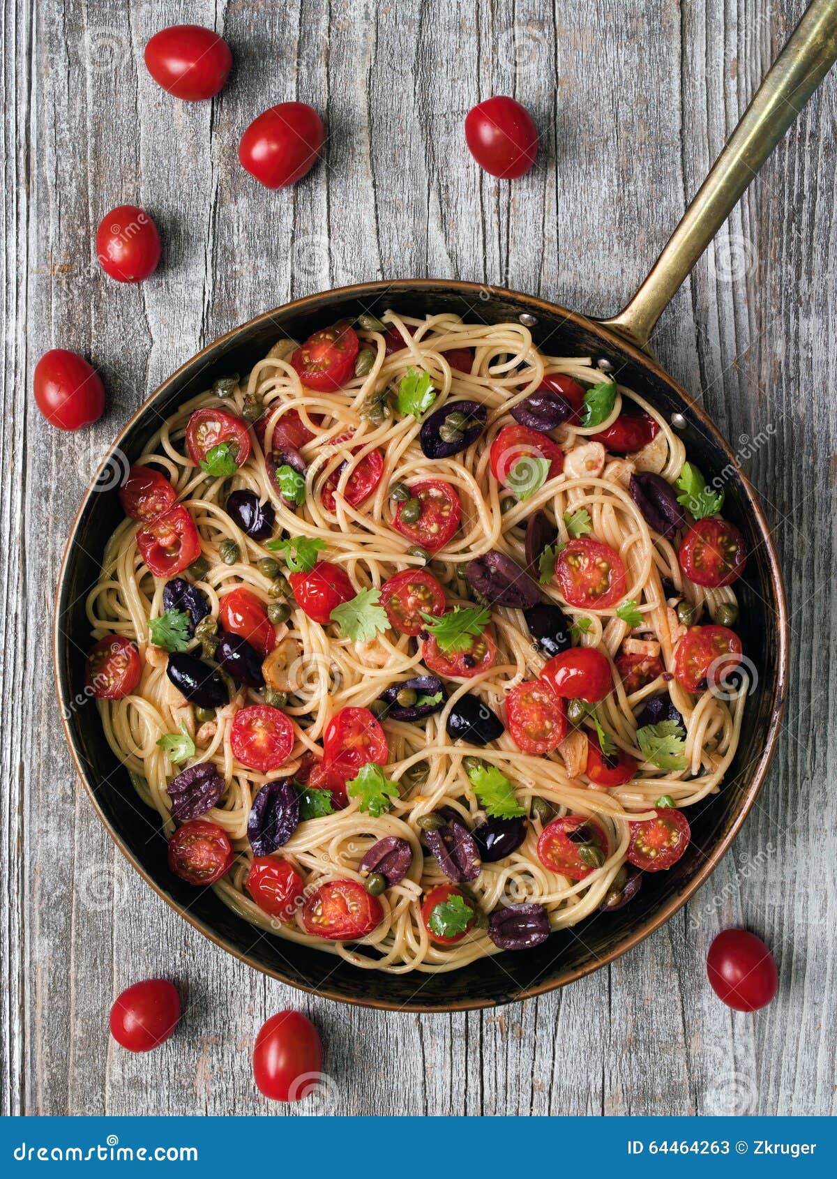 Rustic Italian Spaghetti Puttanesca Pasta Stock Image Image of food