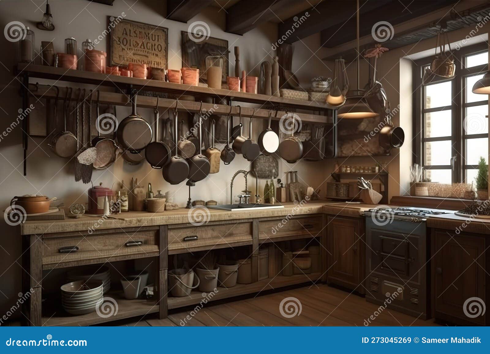 rustic kitchen:  a kitchen with a cozy, rustic feel by incorporating natural s such as wood. generative ai