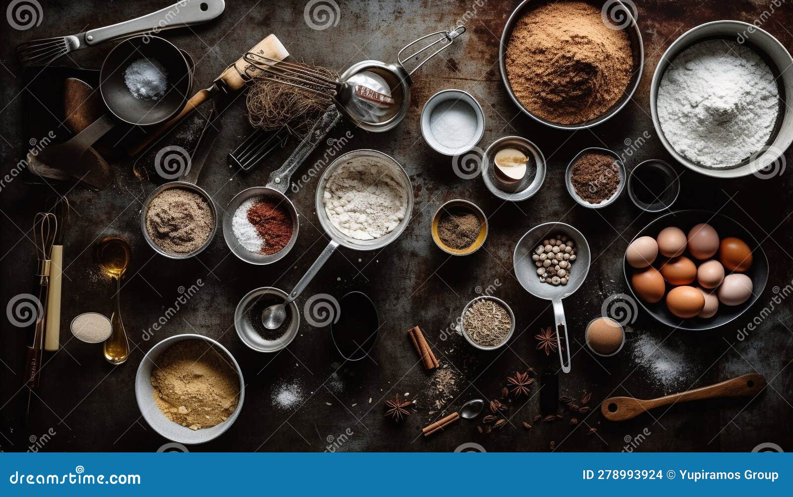 A Rustic Kitchen Utensil Set Prepares Homemade Chocolate Dessert Recipe