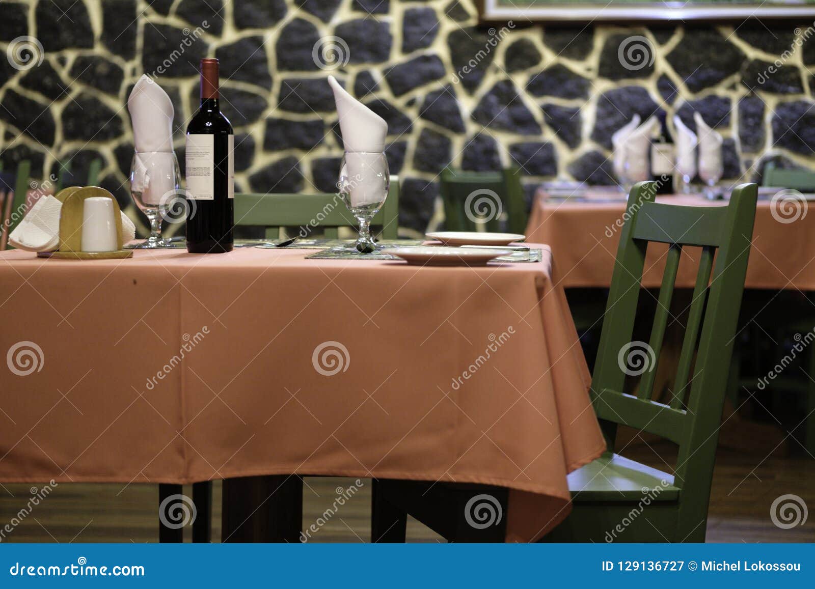 Rustic Laid Dinner Table in a Hotel Restaurant Stock Image Image of