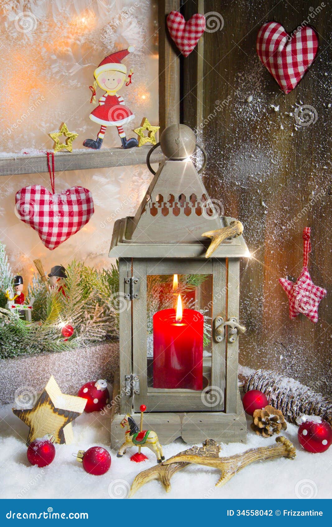 Rustic Lantern With Candlelights For Christmas - Classic Rustic Lantern With Candlelights For Christmas - Classic