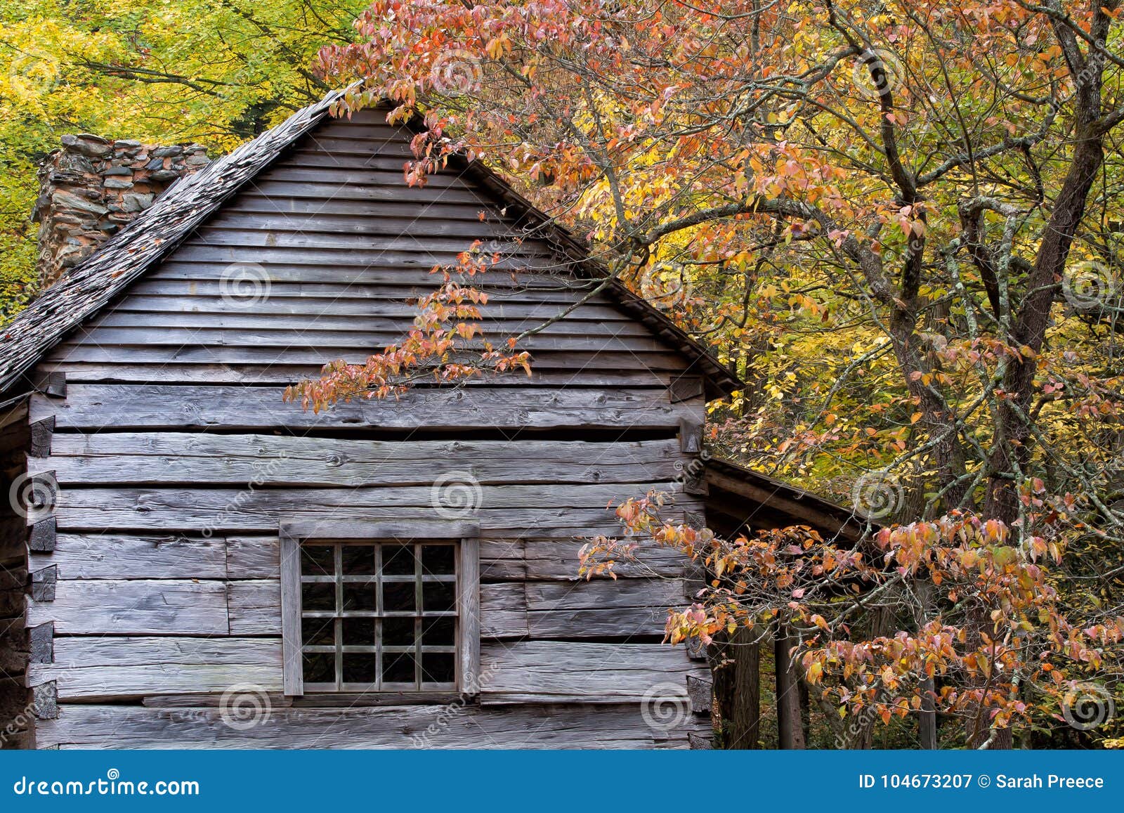 Rustic Log Cabin On A Fall Day Stock Image Image Of Country