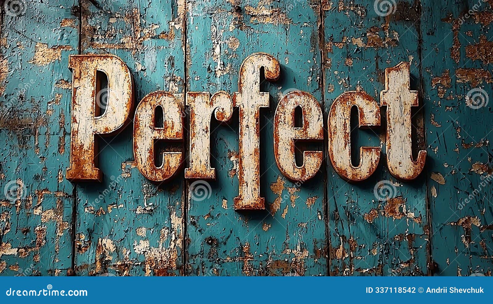 rustic perfect lettering on distressed turquoise background
