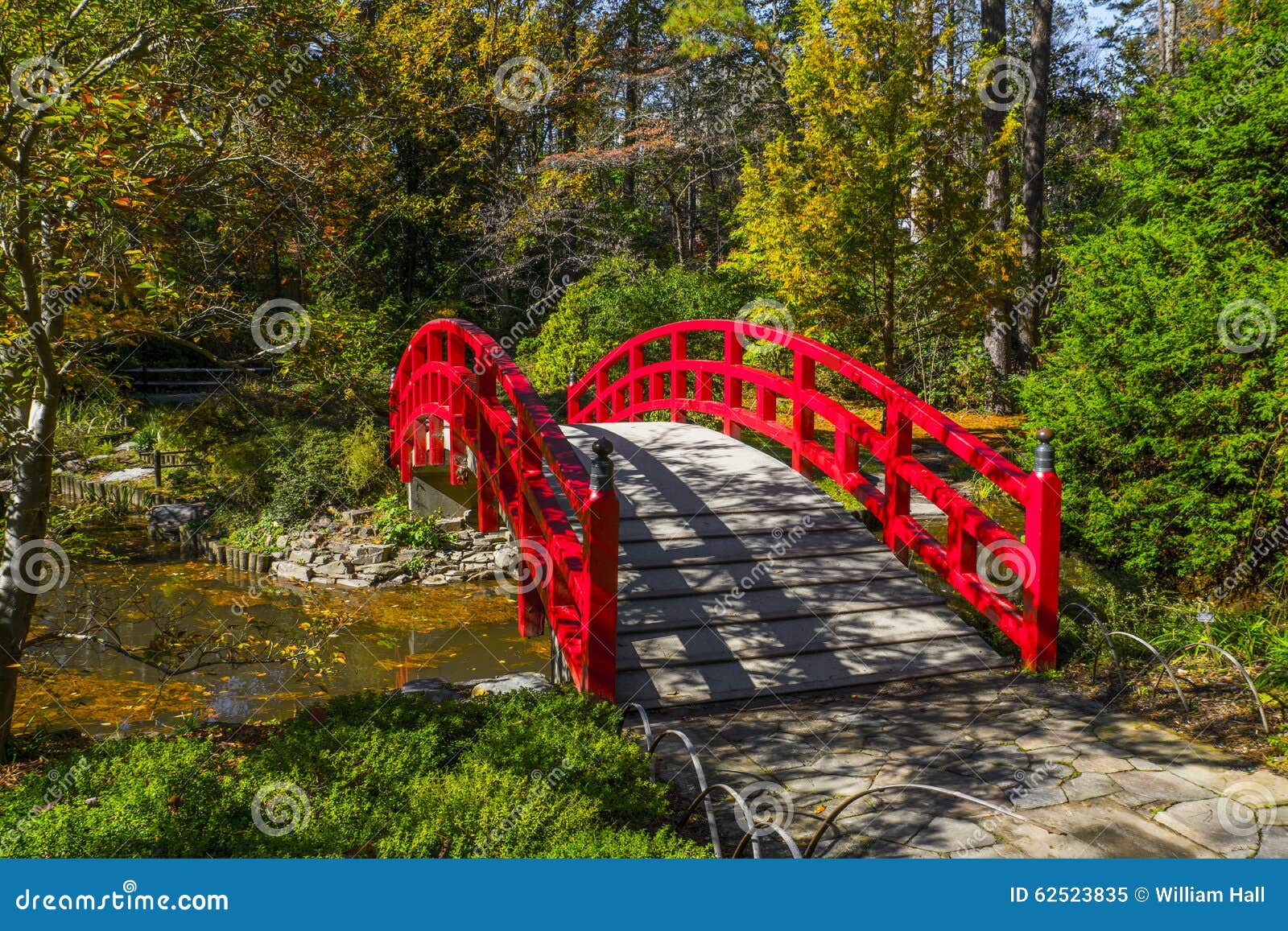 Rustic Red Bridge stock image. Image of water, waking 62523835