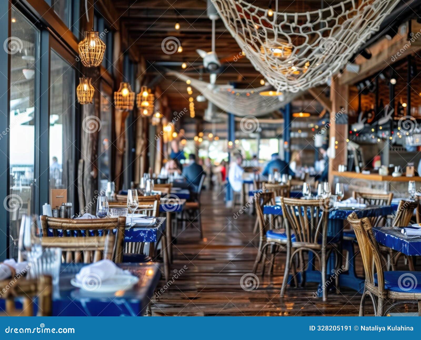 rustic restaurant with nautical decor