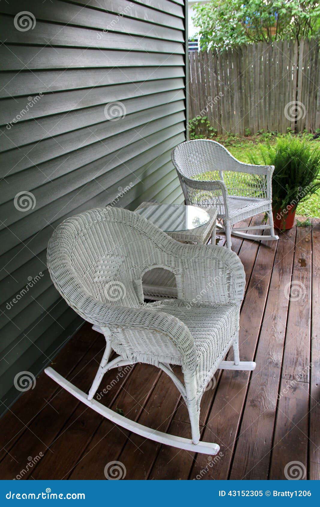 Rustic Rocking Chairs And Table On Wood Porch Stock Image Image