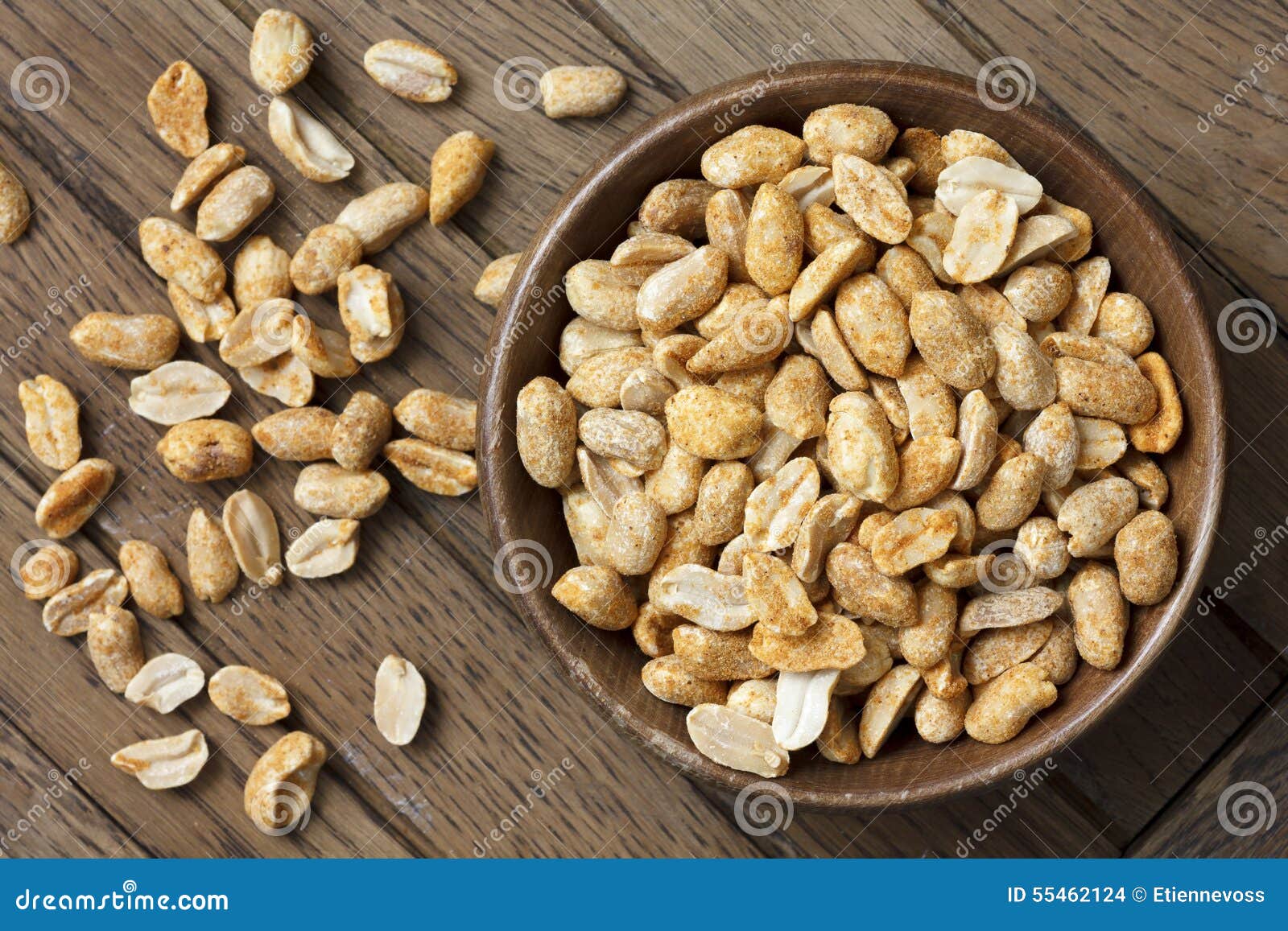 Rustic Spicy Dry Roasted Peanuts Detail from Above. Stock Photo Image