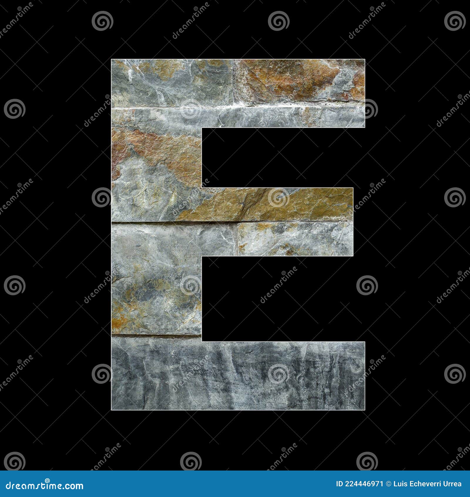 Rustic Stone Letter E Black Background Stock Image Image of sign