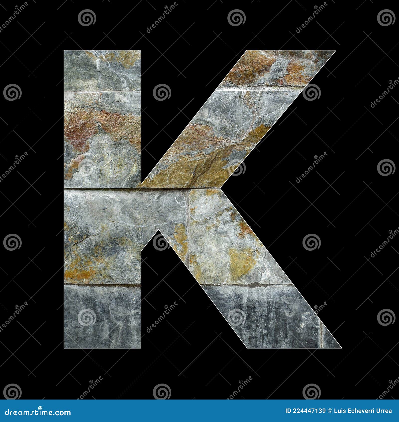 Rustic Stone Letter K Black Background Stock Image Image of sign