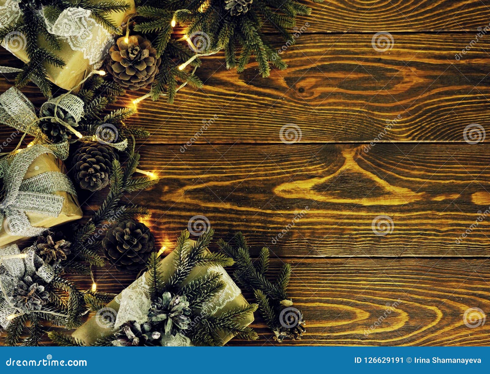 Rustic Styled New Year , Vintage Style Wooden Texture Background. Happy ...