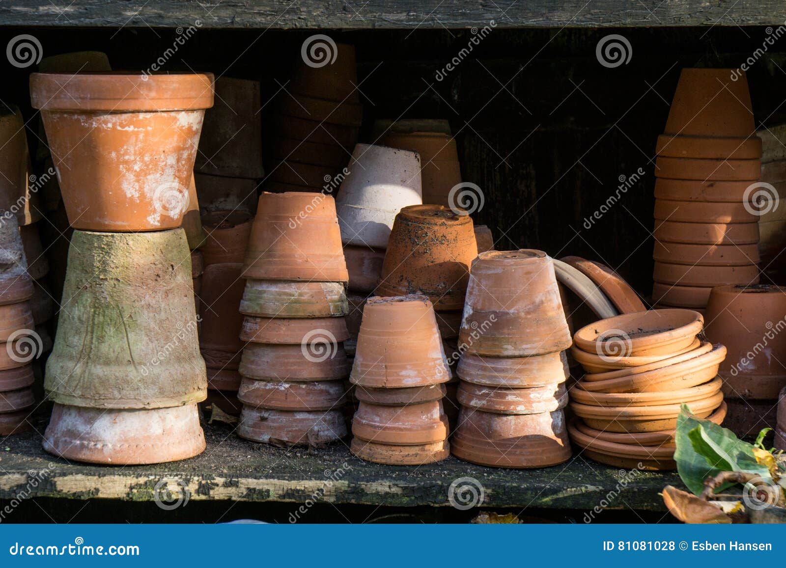 Rustic Vintage Stacks of Terracotta Flower Pots Stock Photo Image of