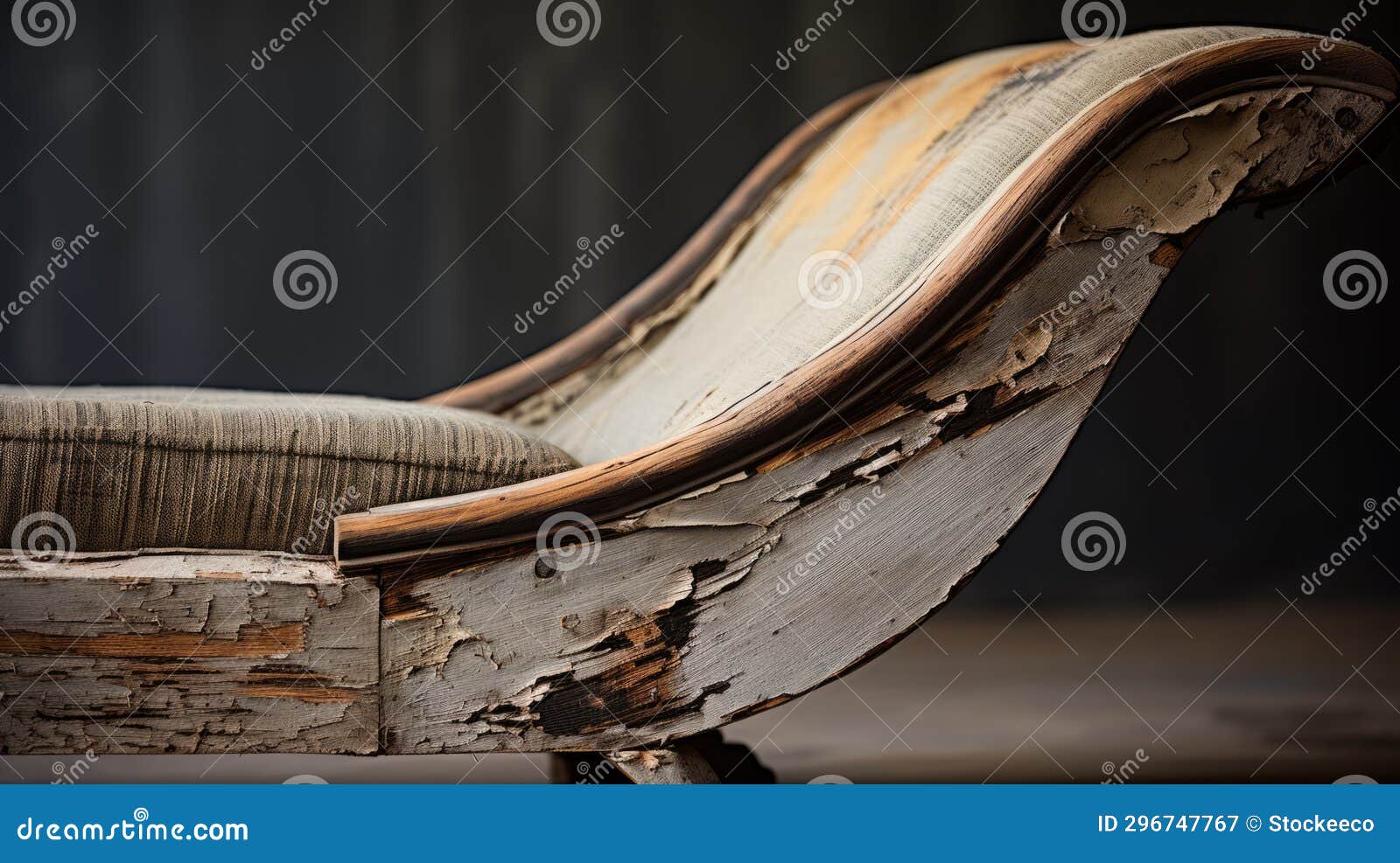 rustic vintage twill chaise lounge with peeling paint