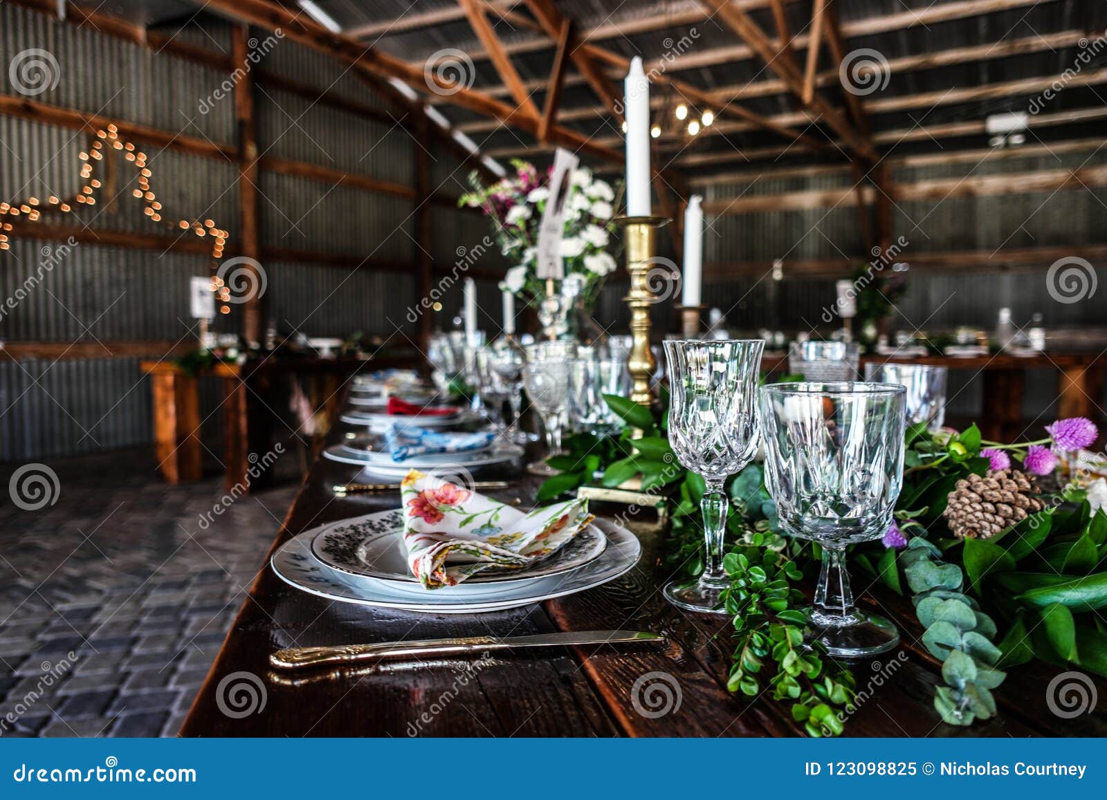 Wedding Reception In An Illinois Barn Stock Image Image Of Love