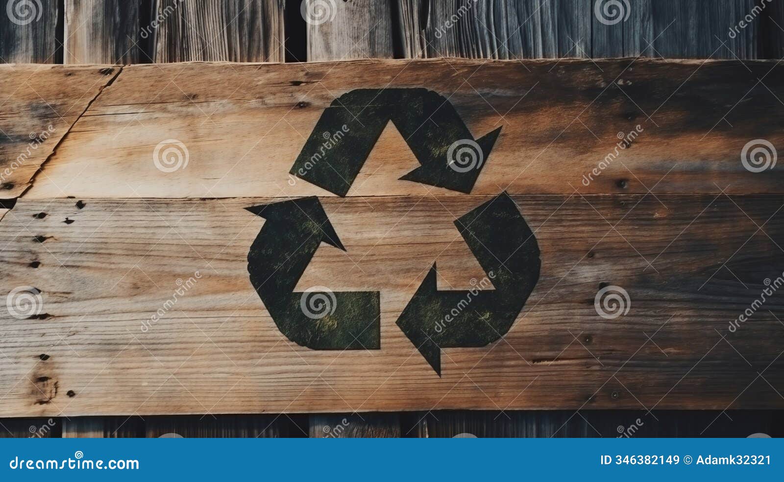 rustic wooden board with eco-friendly recycle  texture background