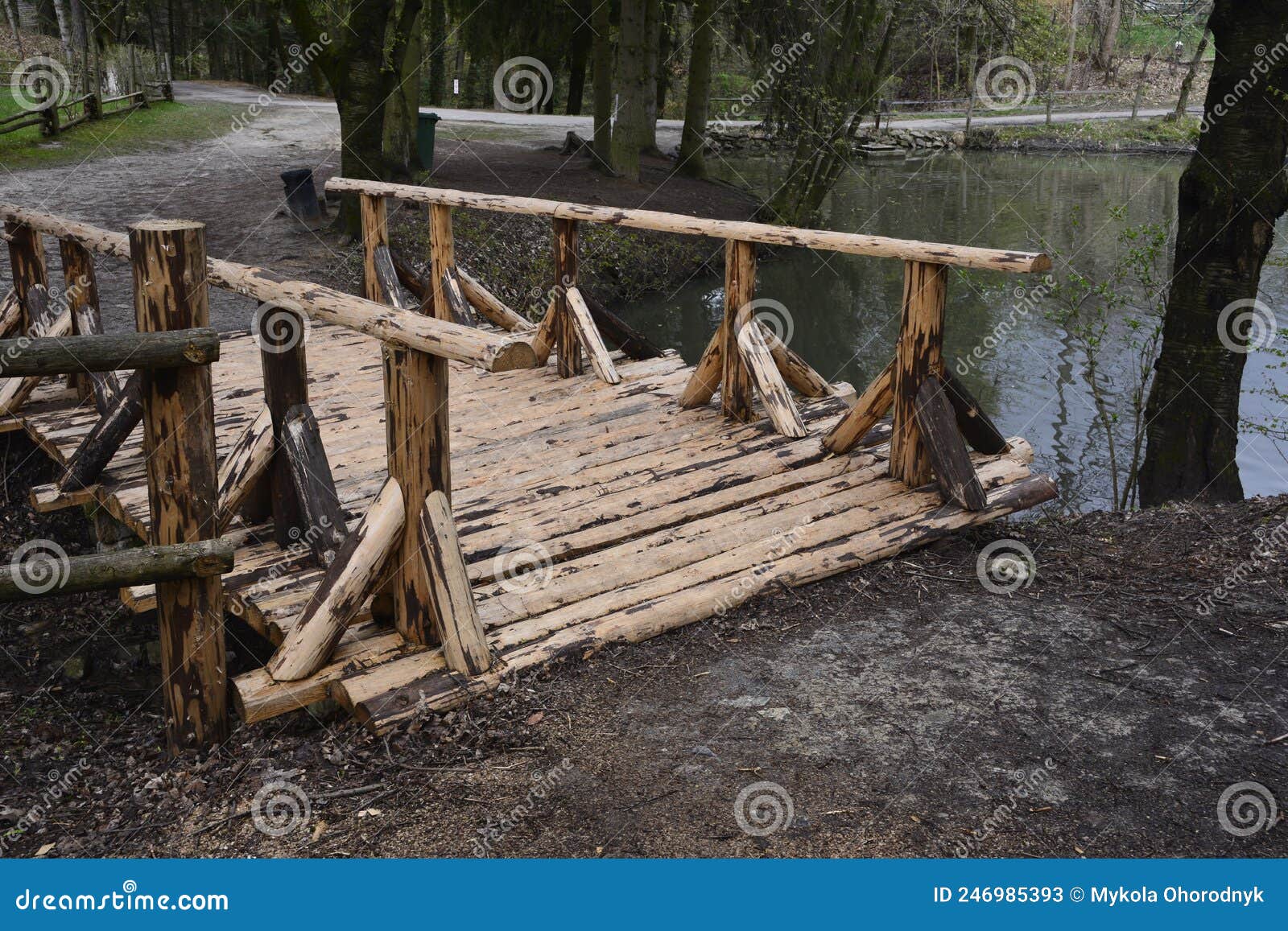 Rustic Wooden Bridge Leading To an Orchard Stock Image Image of plank