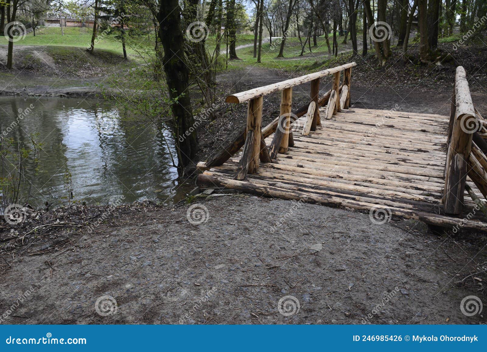 Rustic Wooden Bridge Leading To an Orchard Stock Photo Image of