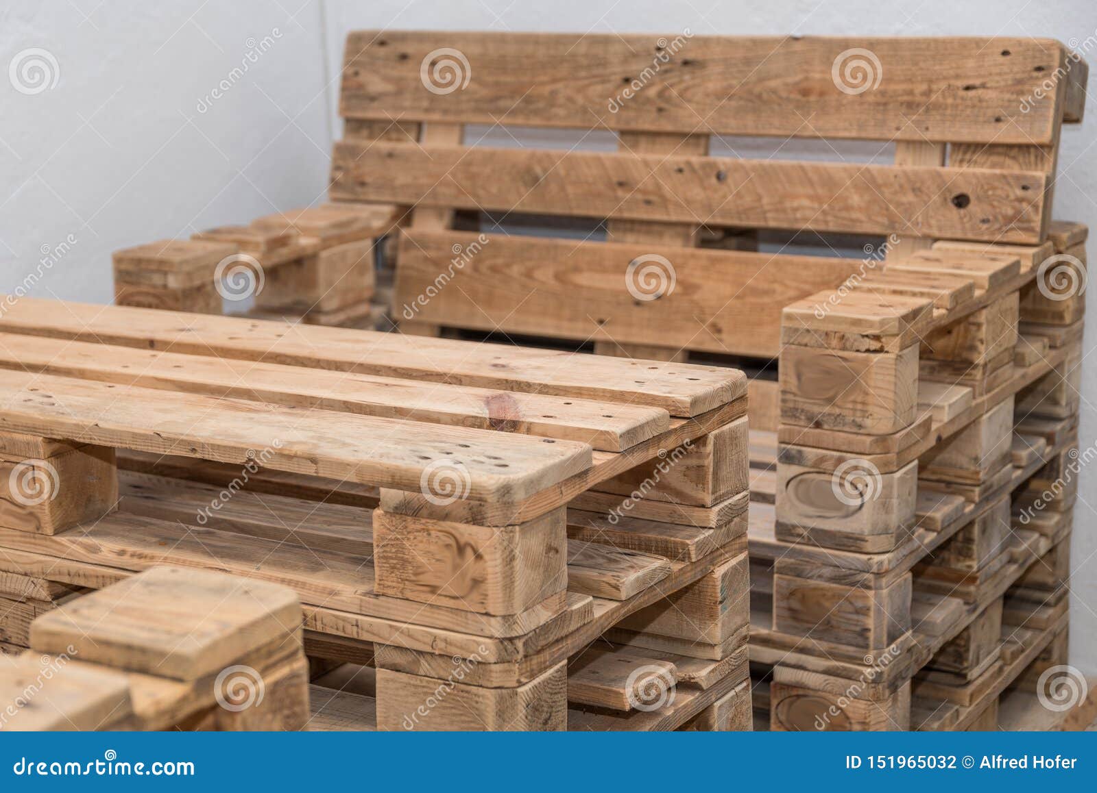 Rustic Wooden Furniture Made Of Wooden Pallets Stock Photo Image