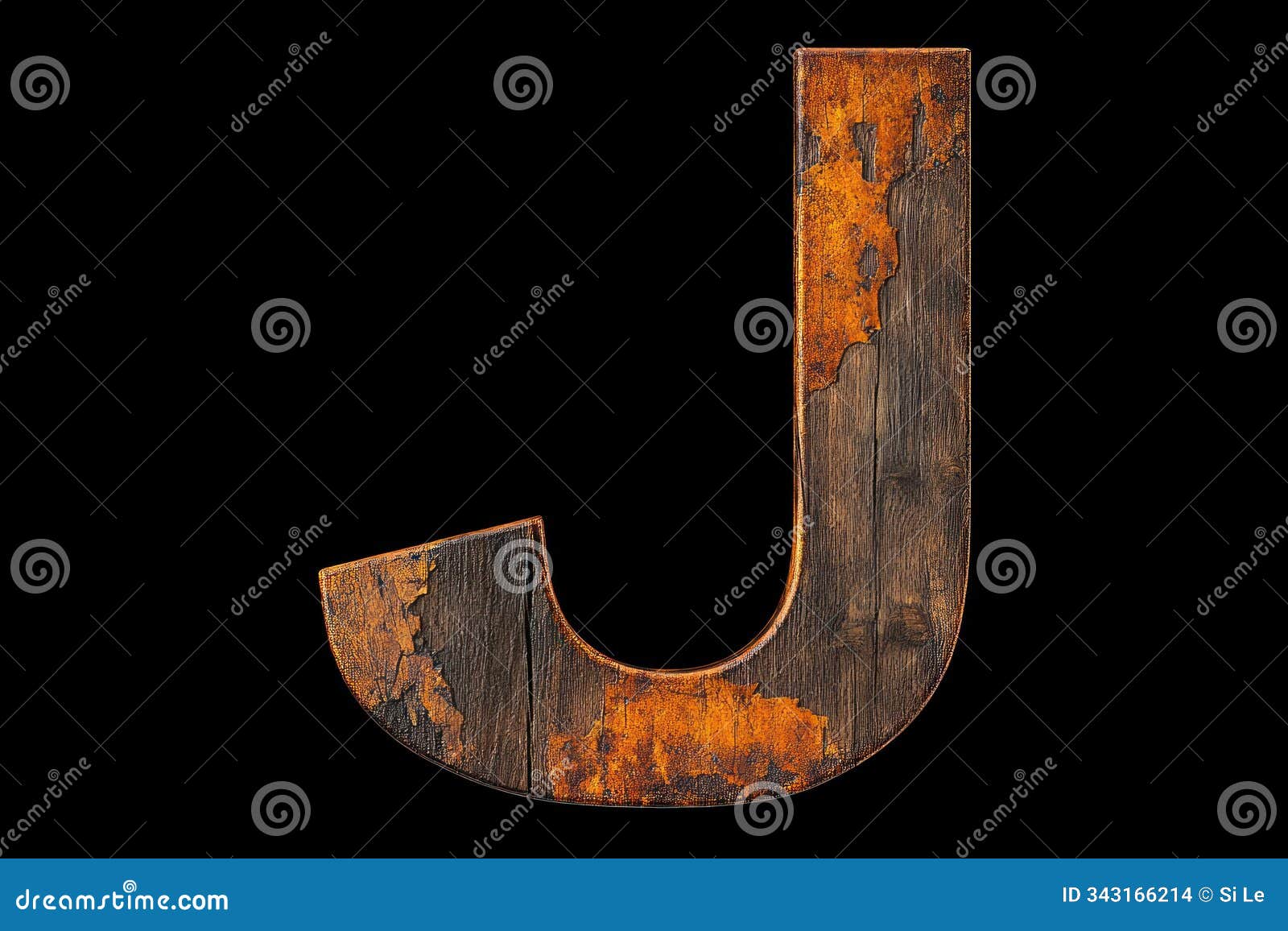 rustic wooden letter j typography on transparent background - abc alphabet font