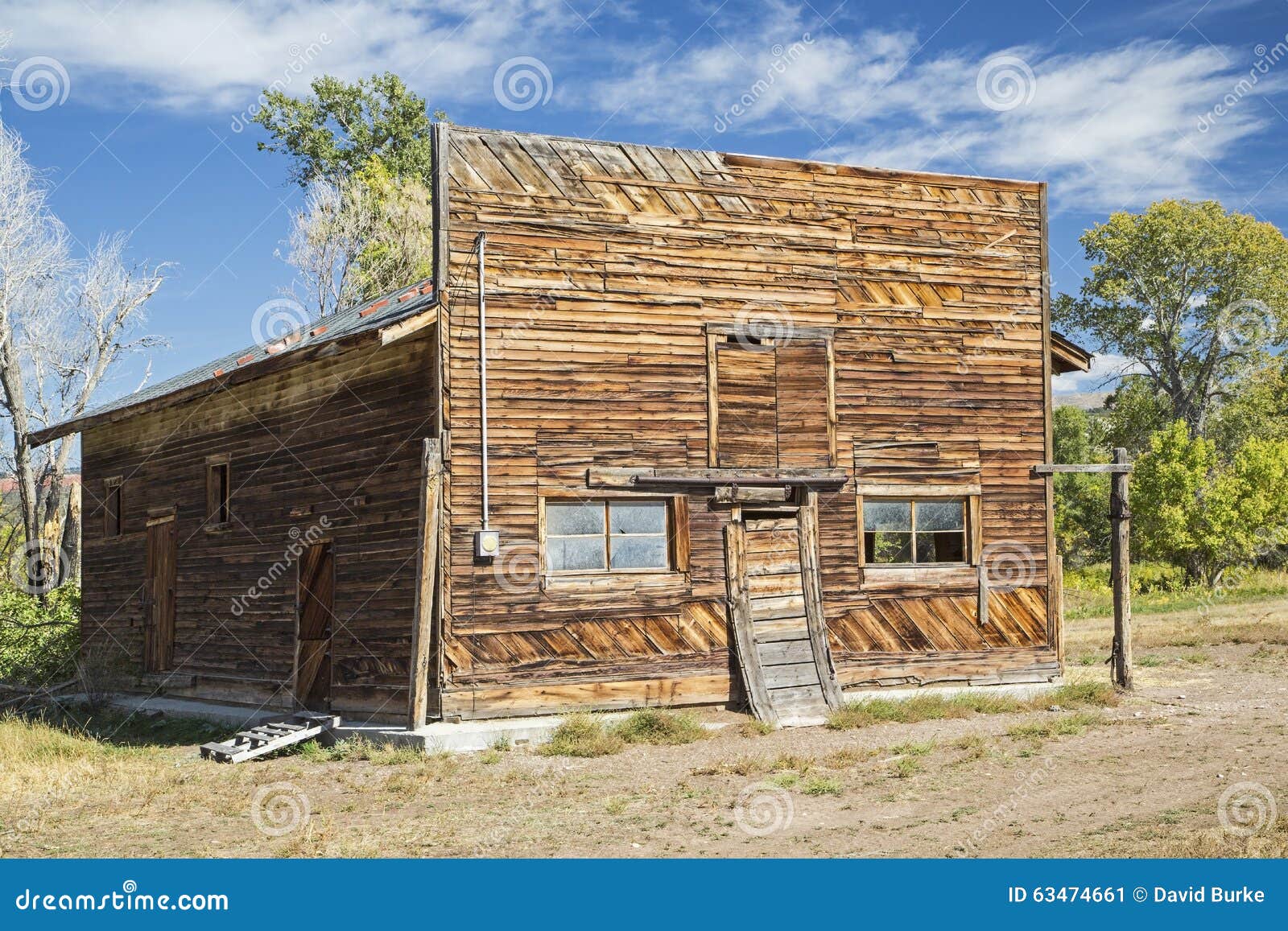 rustic wooden old store front building stock photo - image