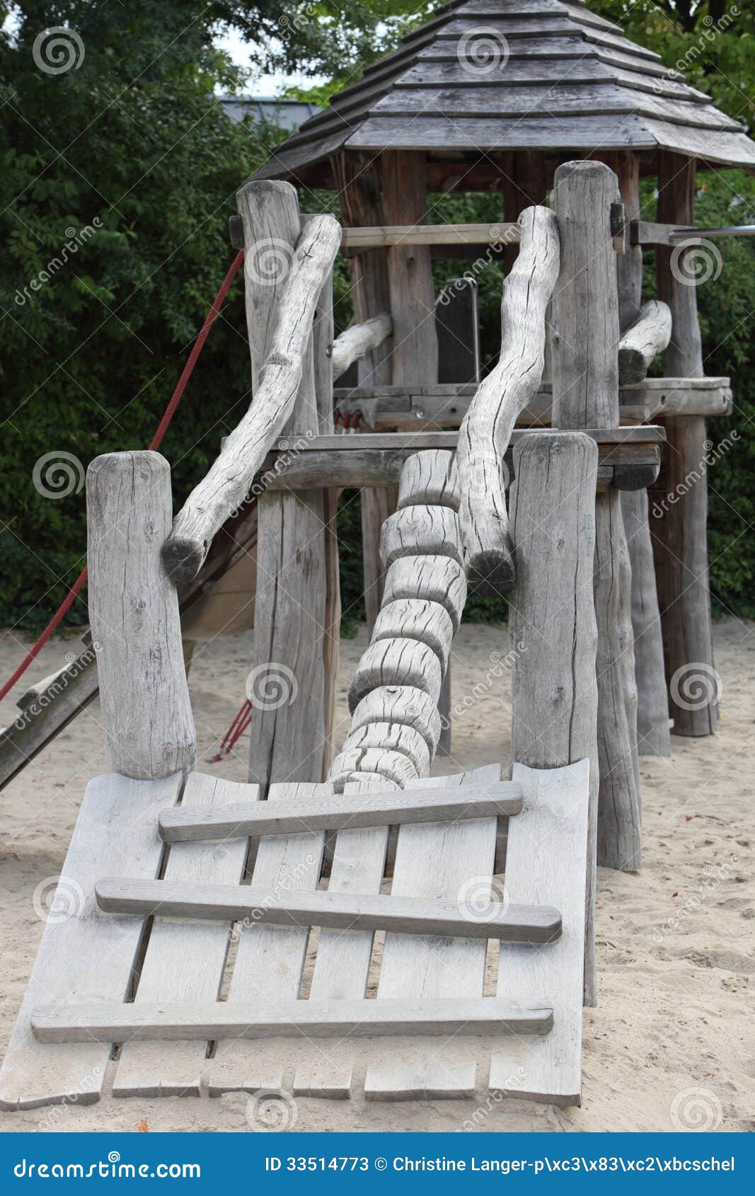 Rustic Wooden Playground Equipment Stock Image - Image 