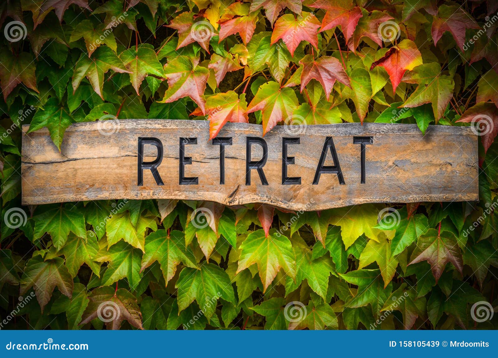 rustic wooden spiritual retreat sign