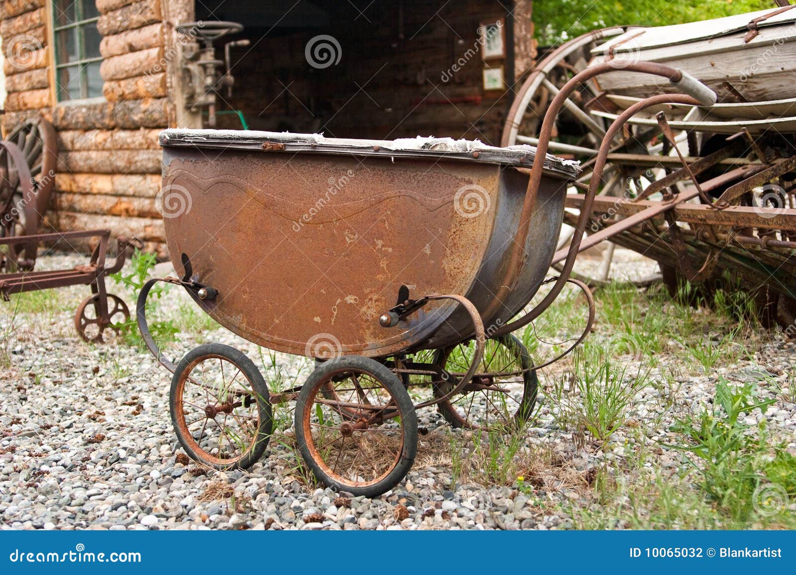 antique baby stroller metal