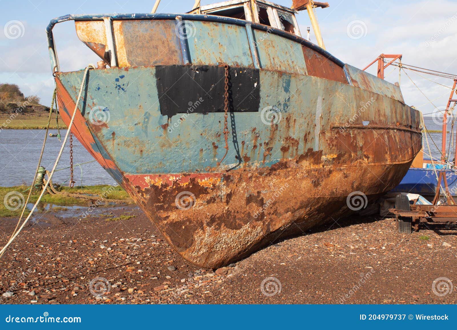 Rusting Hulk of a Fishing Boat in Bagillt Dock on the River Dee in Bagillt  Flintshire North Wales Stock Image - Image of river, water: 204979737