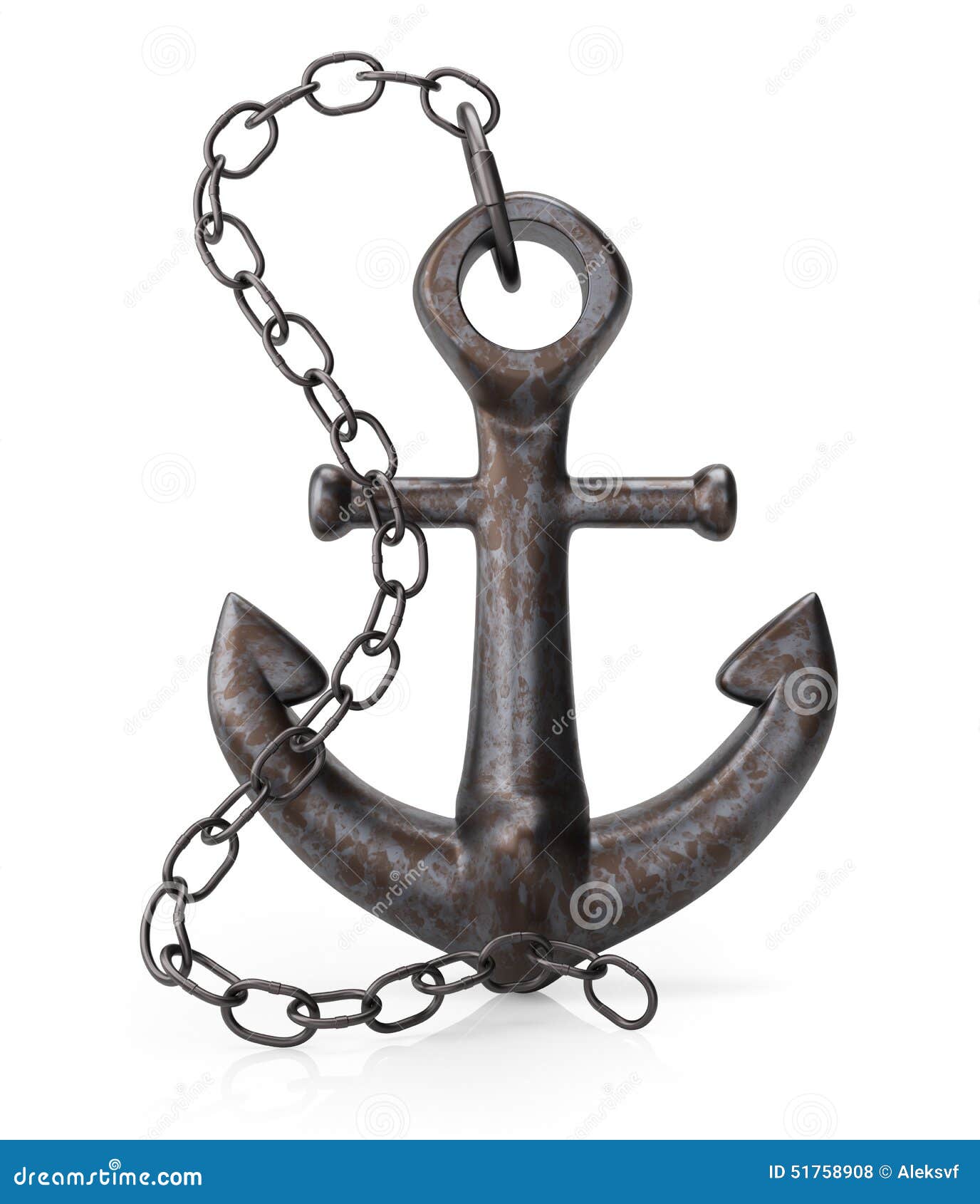 Rusty anchor with chain stock illustration. Illustration of steel ...