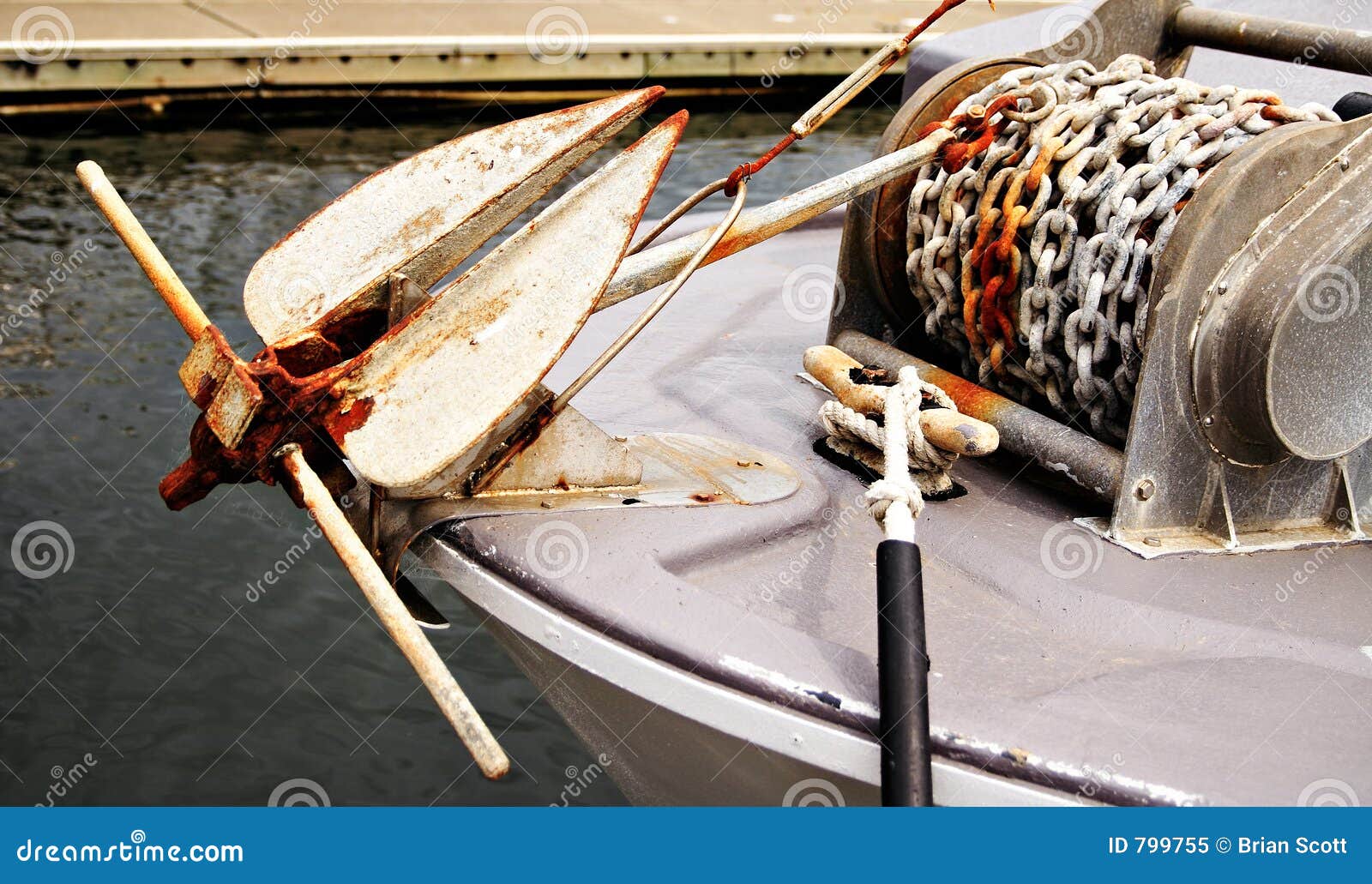 Rusty Boat Anchor and Chain Stock Image Image of crabbing, iron 799755