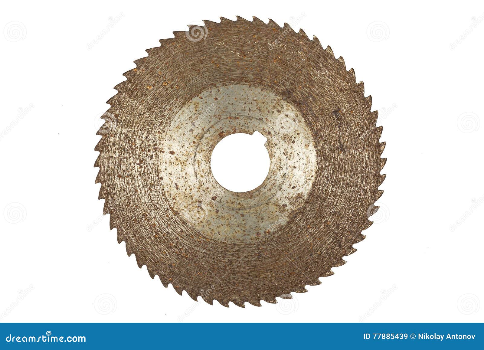 rusty circular saw blade,  on white