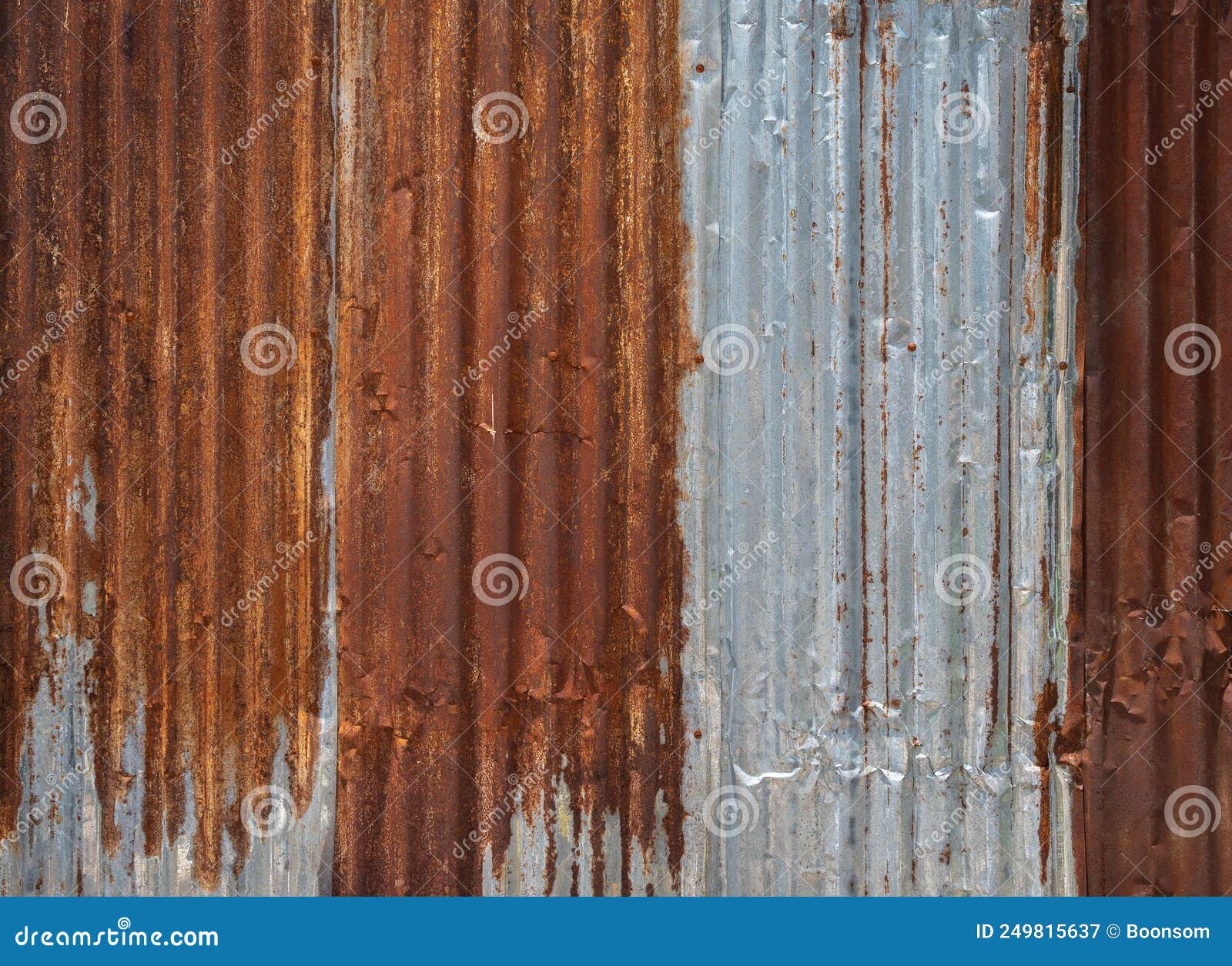 Rusted Corrugated Galvanised Steel Wall Texture Background Stock Image