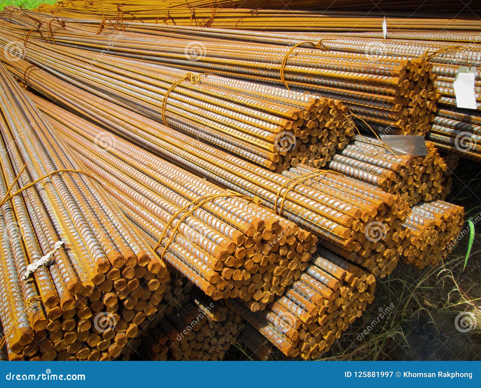 Rusty Deformed Bars Material for Reinforcement Concrete Stock Image