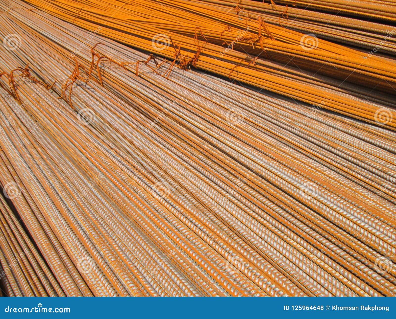 Rusty Deformed Bars Material for Reinforcement Concrete Stock Photo