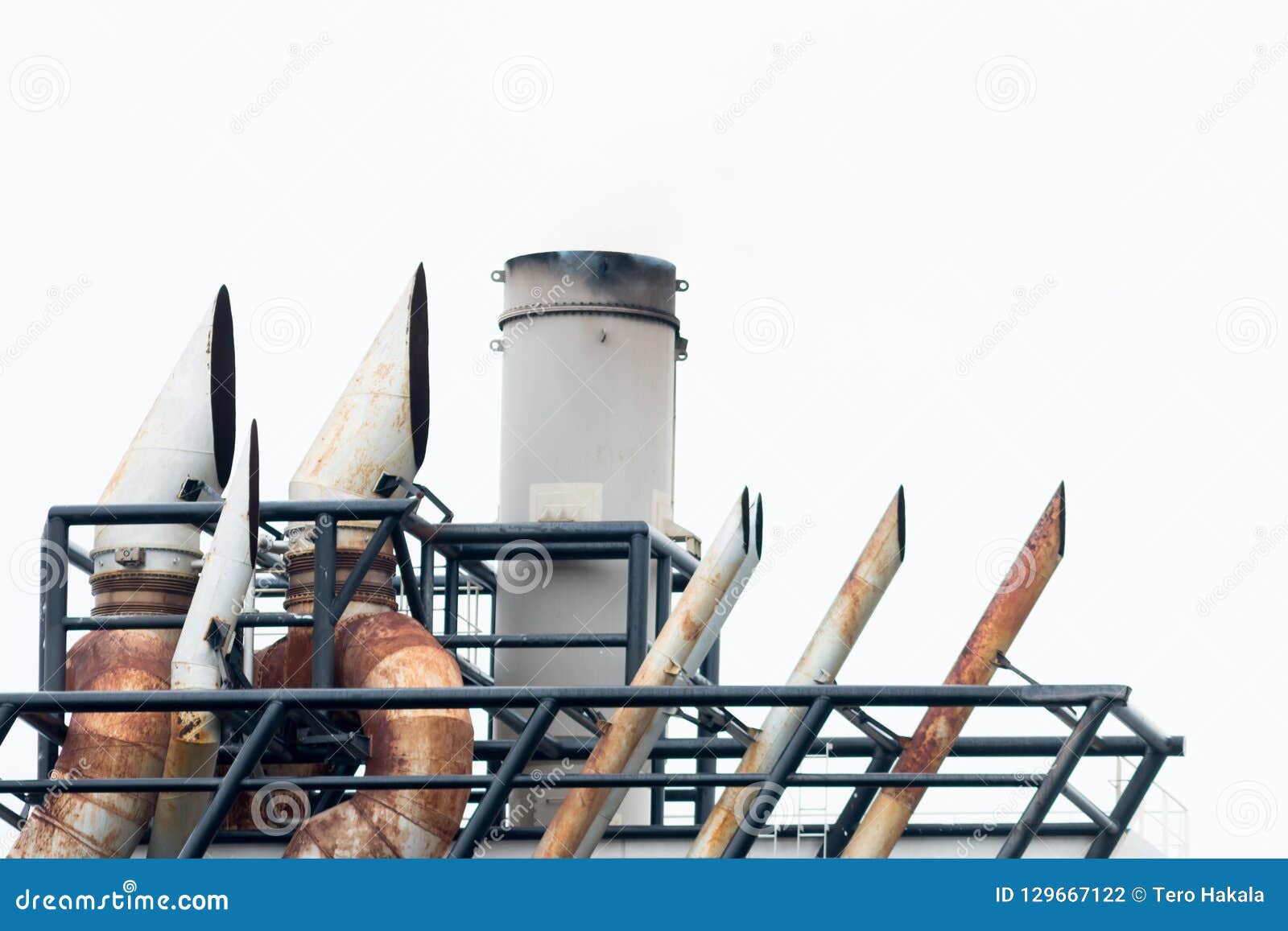 Exhaust pipes of a ship stock photo. Image of commercial 129667122