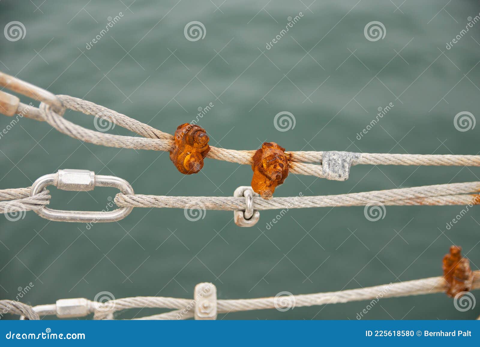Rusty Eyelets on Steel Cable Stock Photo Image of flow, attach 225618580