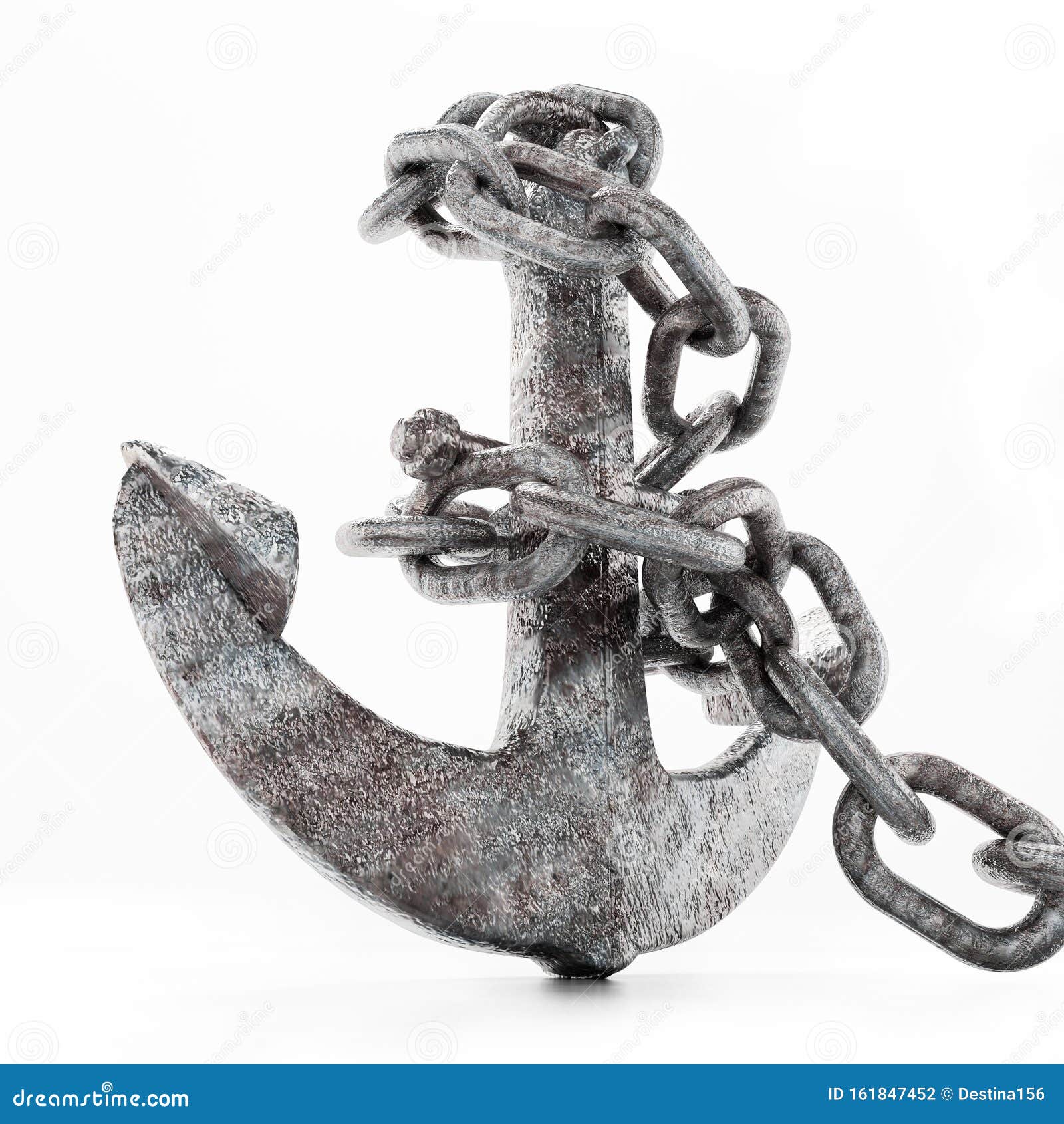 Rusty Metal Anchor and Chain Isolated on White Background. 3D ...